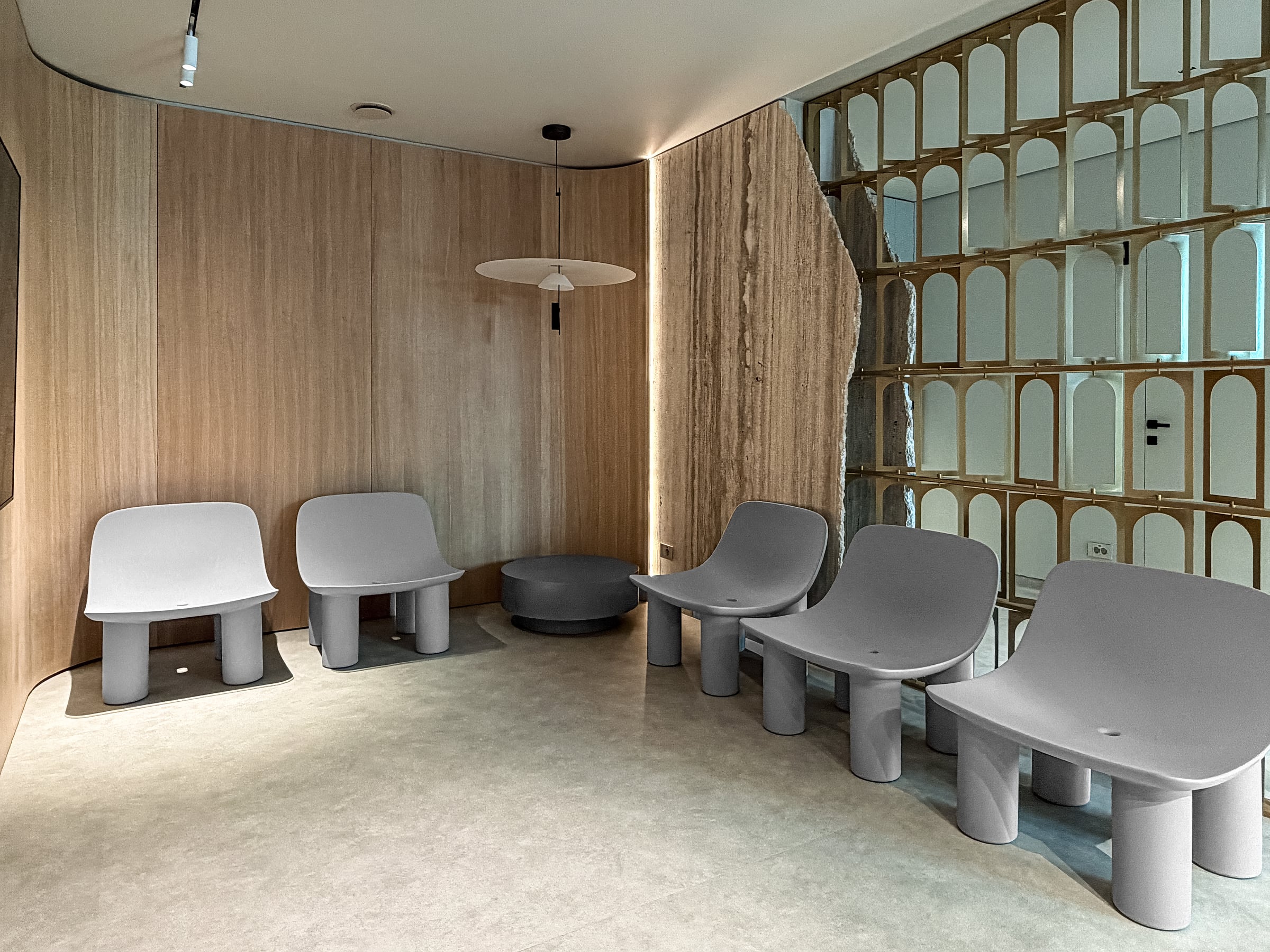 Natural stone wall and metal elements